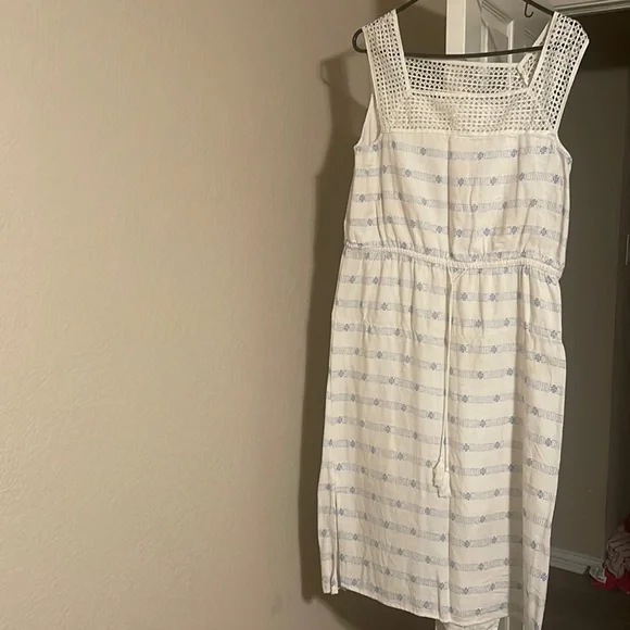 Old Navy | Dresses | Old Navy White Linen Dress With A Hint Of Blue |  Poshmark